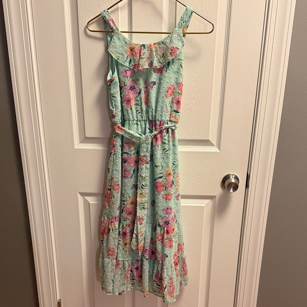 mint floral midi dress